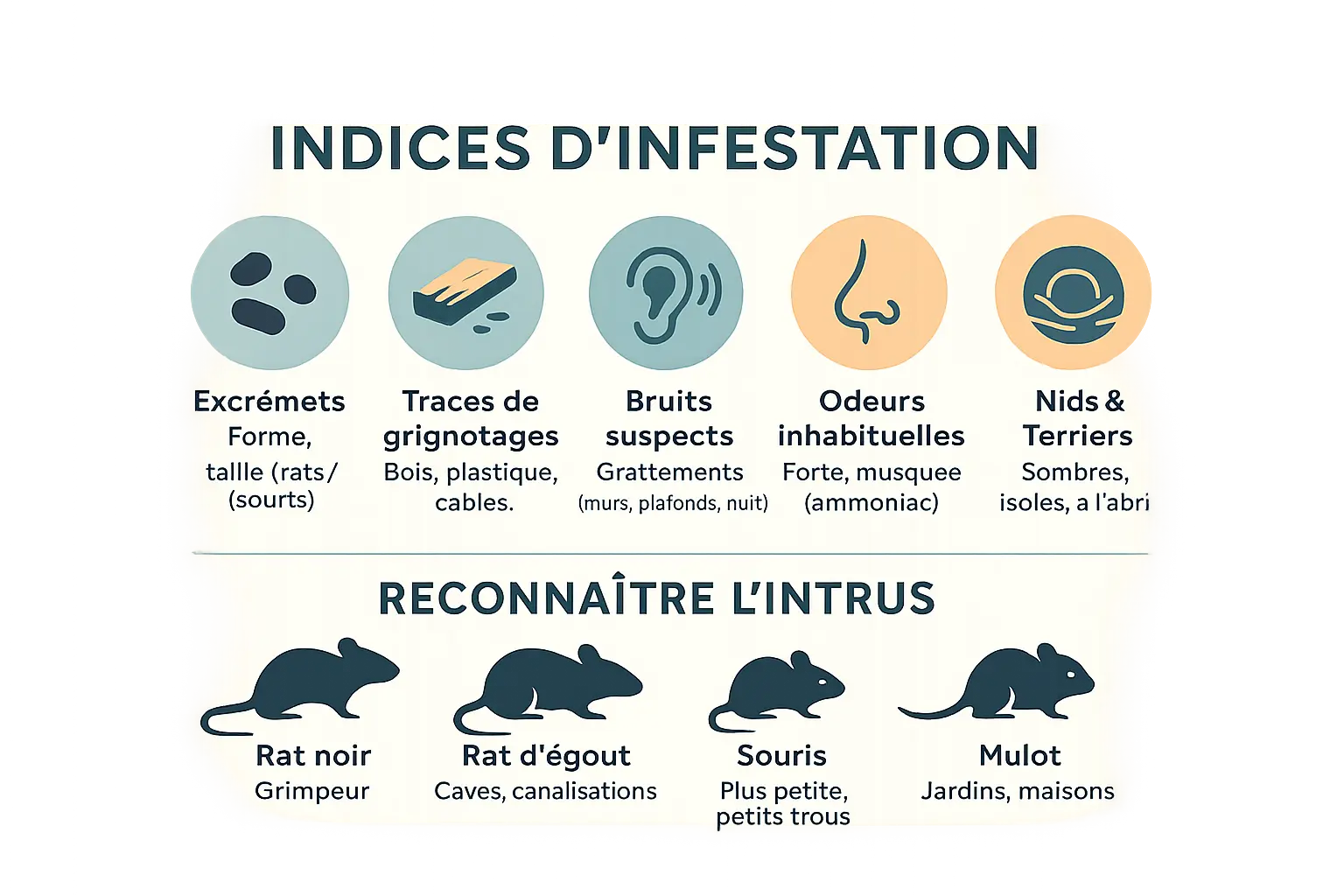 Infographie sur les signes d'infestation de rongeurs