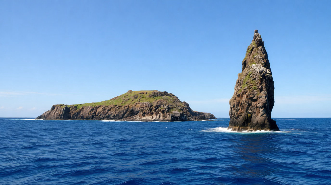 L'îlot sacré de Motu Nui face à l'île de Pâques