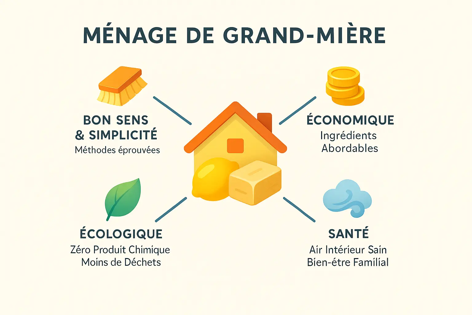 Illustration des produits naturels pour le ménage de grand-mère