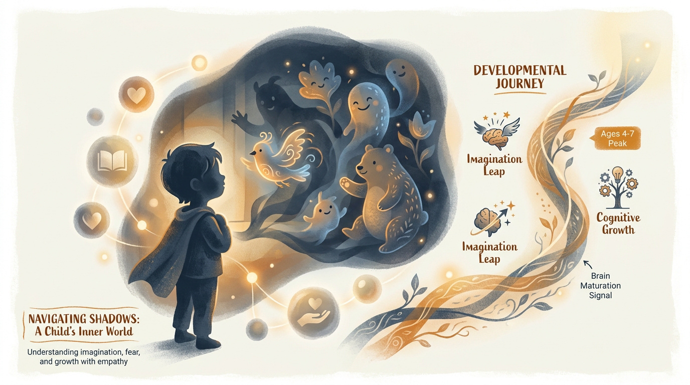 Milo and the Night Room 1 Child navigating imagination and growth in a dark room