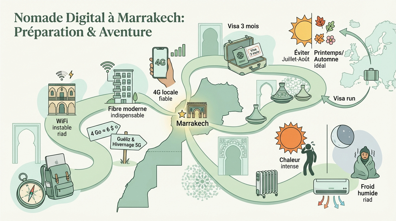 Préparation d'un voyage en nomade digital à Marrakech