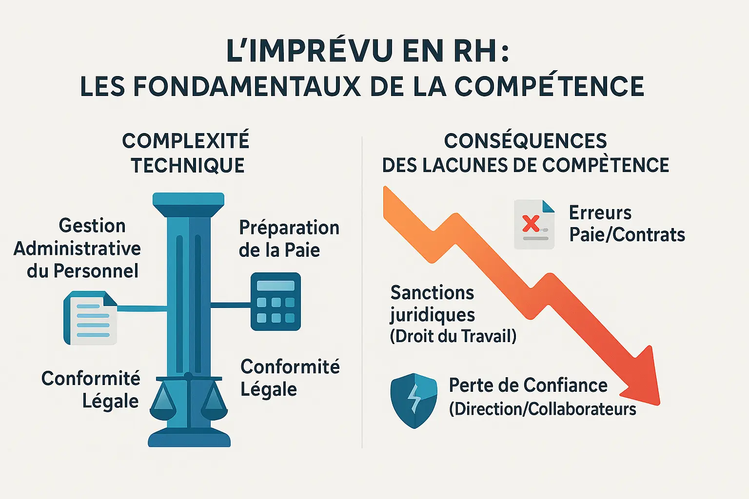 Illustration de la complexité des métiers RH et des risques liés aux lacunes techniques