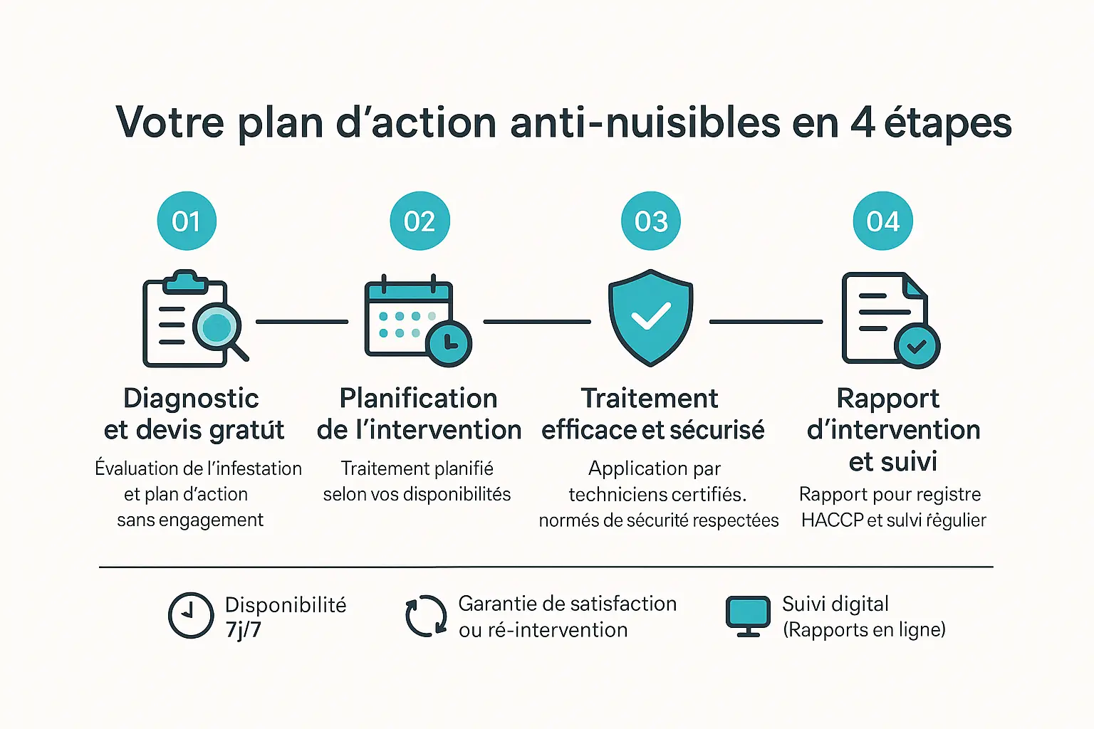 Plan d'action anti-nuisibles en 4 étapes avec garanties - Protect Nuisibles 971