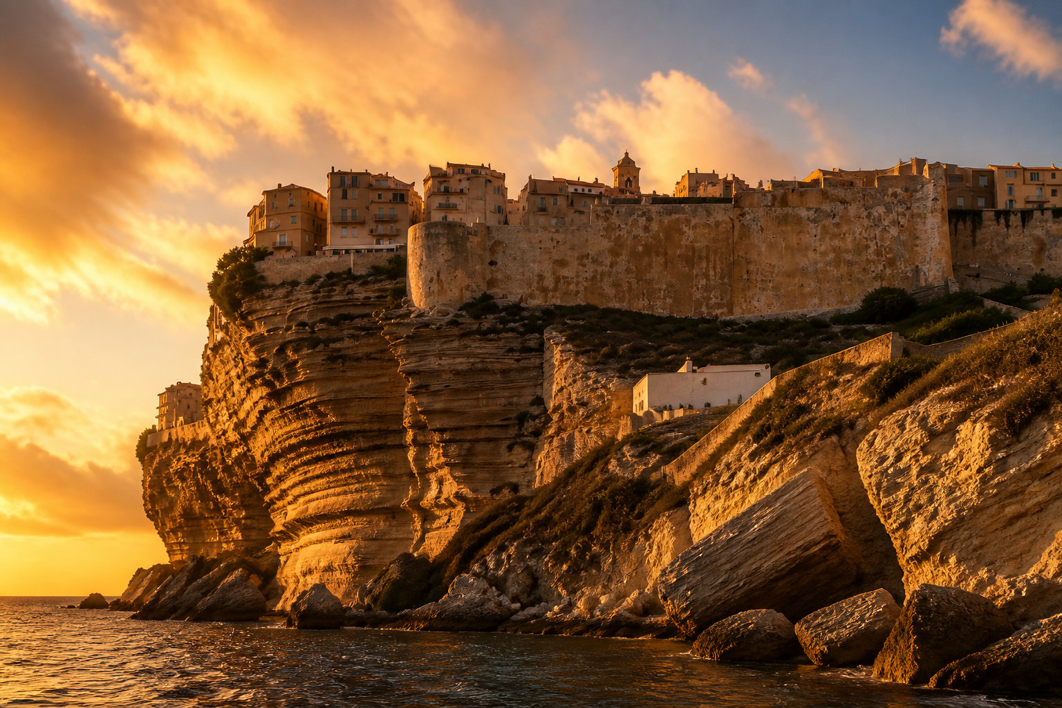 Bonifacio und die steilen Kreidefelsen im Süden