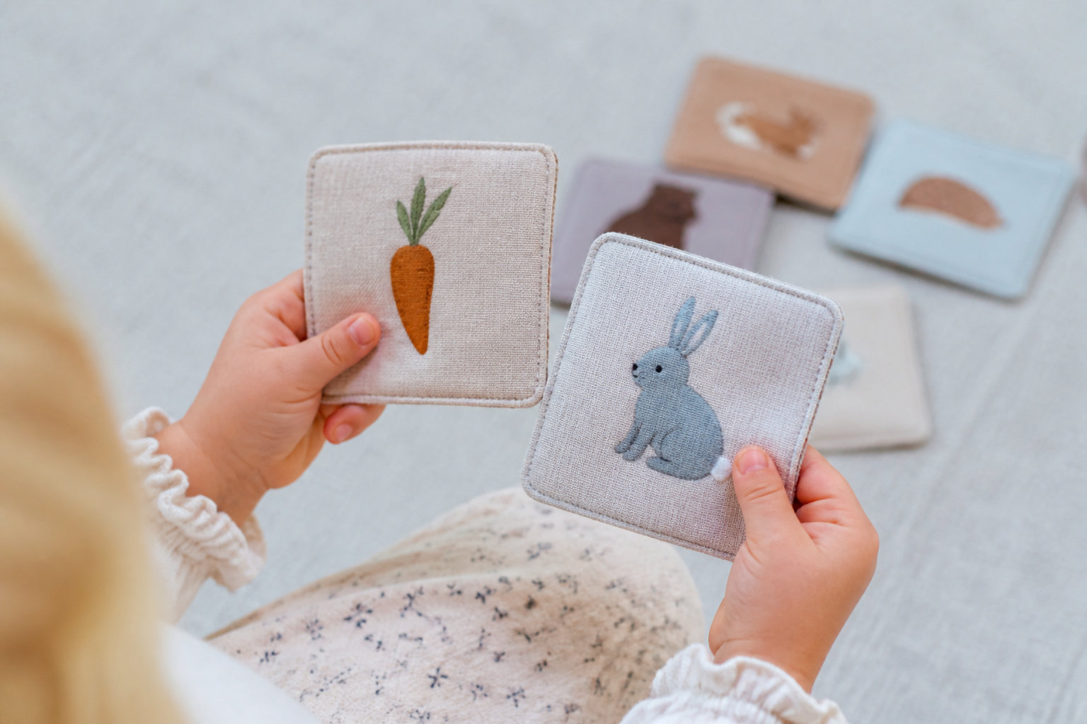 Jeu memory enfant en tissu animaux de la ferme : l'éveil au grand air