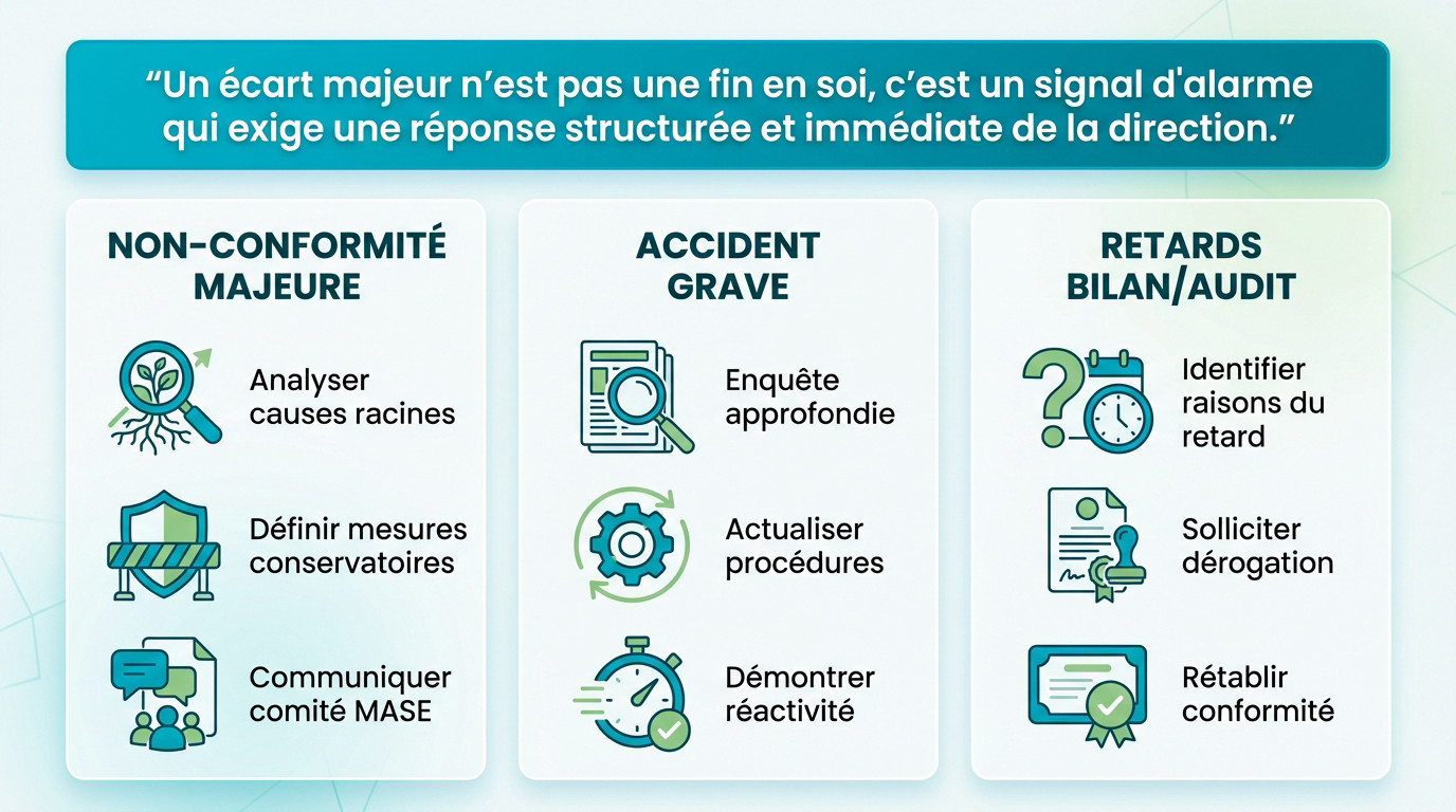 Gestion des écarts majeurs et risques de suspension de la certification MASE