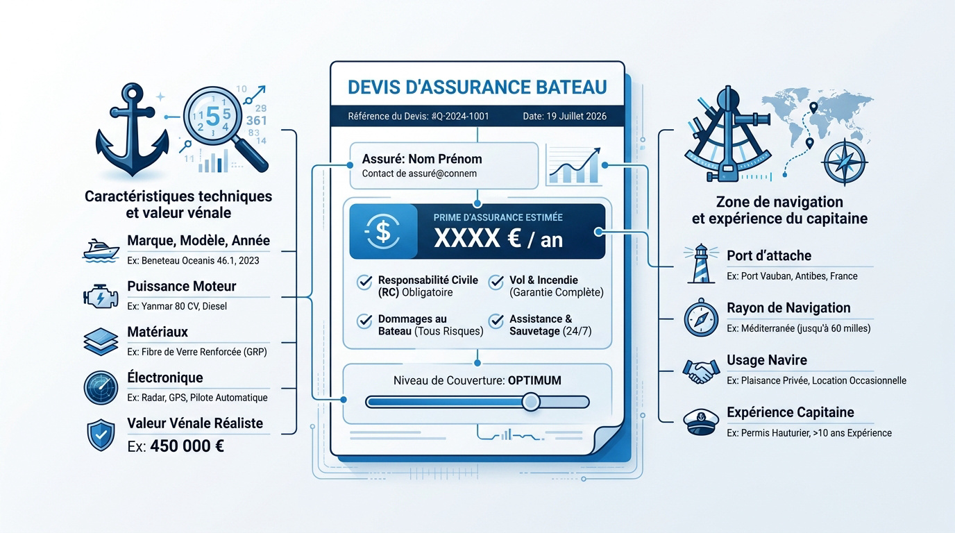 Caractéristiques techniques et équipements pour un devis d'assurance bateau
