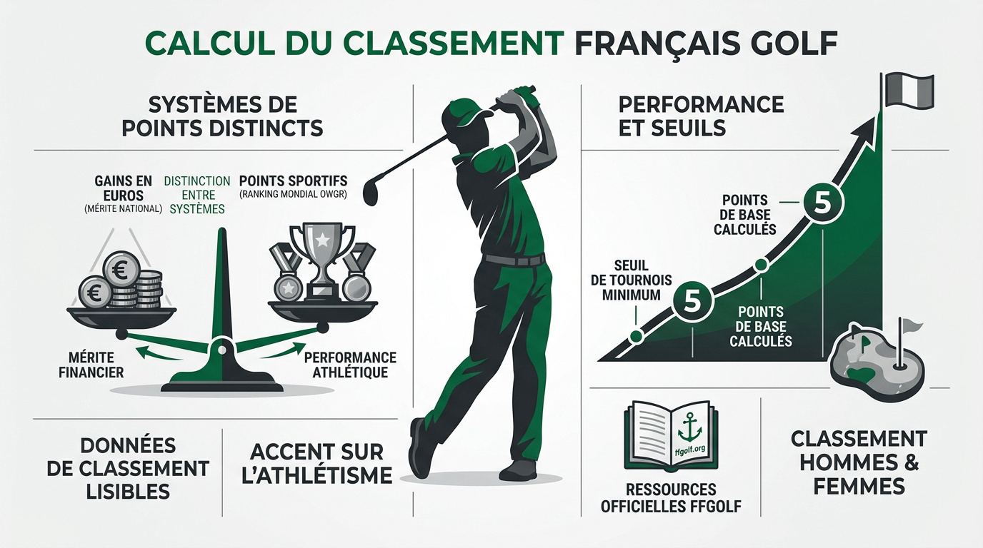 Critères de calcul du classement professionnel de golf en France