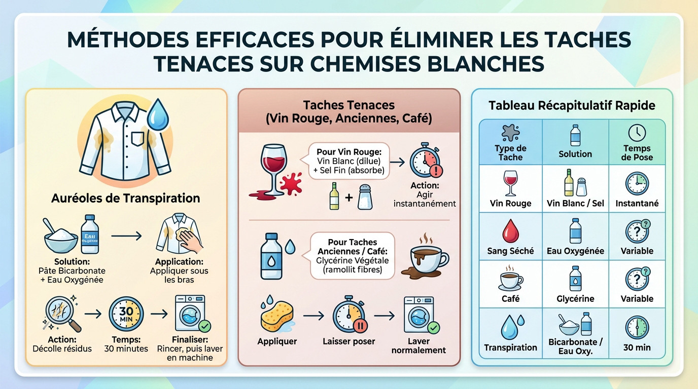 Chemise blanche impeccable apr&egrave;s traitement d'une tache incrust&eacute;e