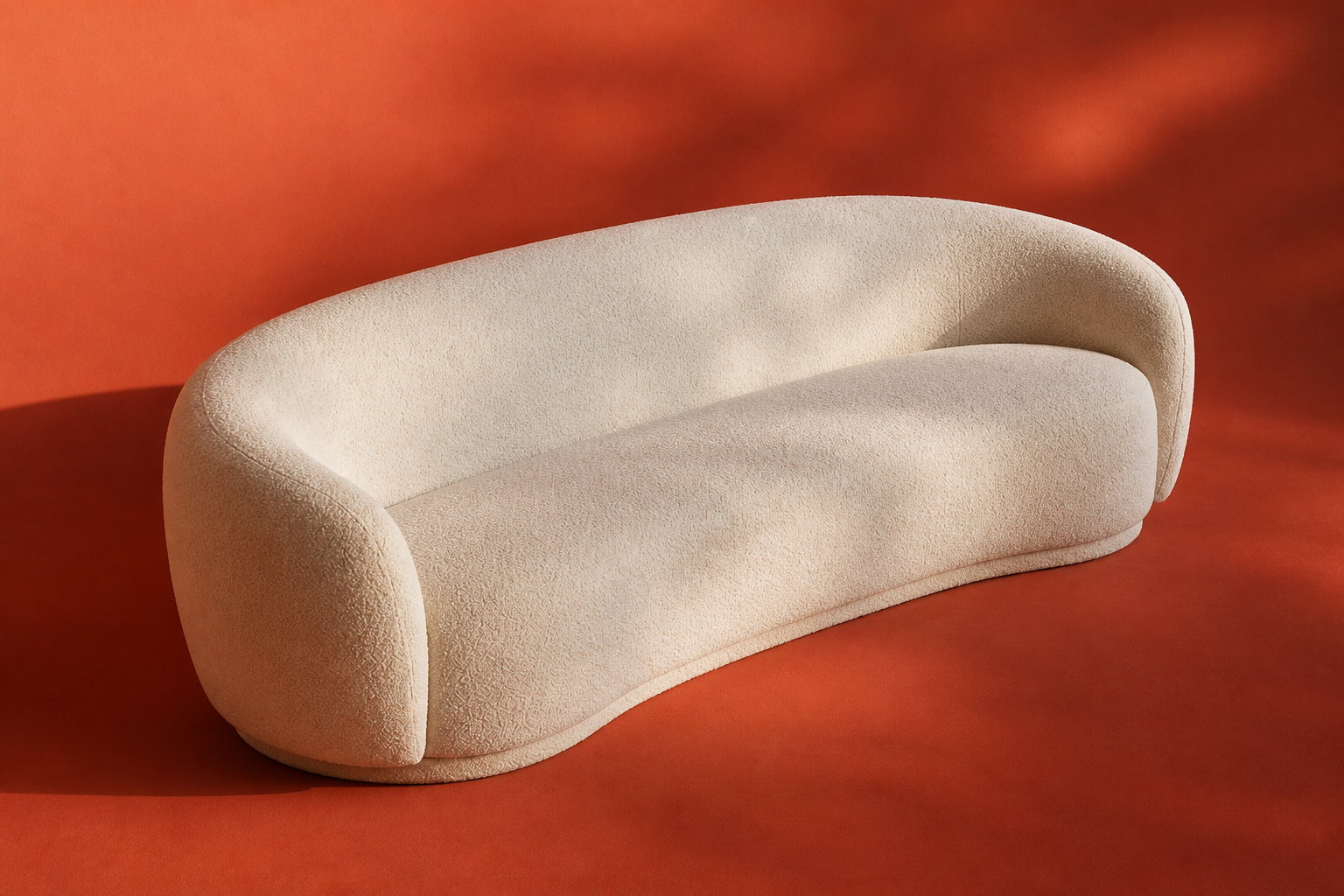 Canapé arrondi organique BOVANA : la douceur de la bouclette beige