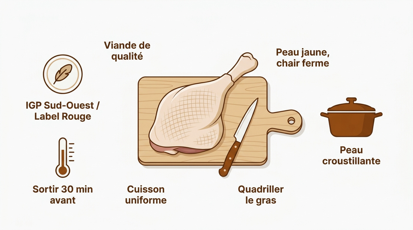 Préparation de la cuisse de canard