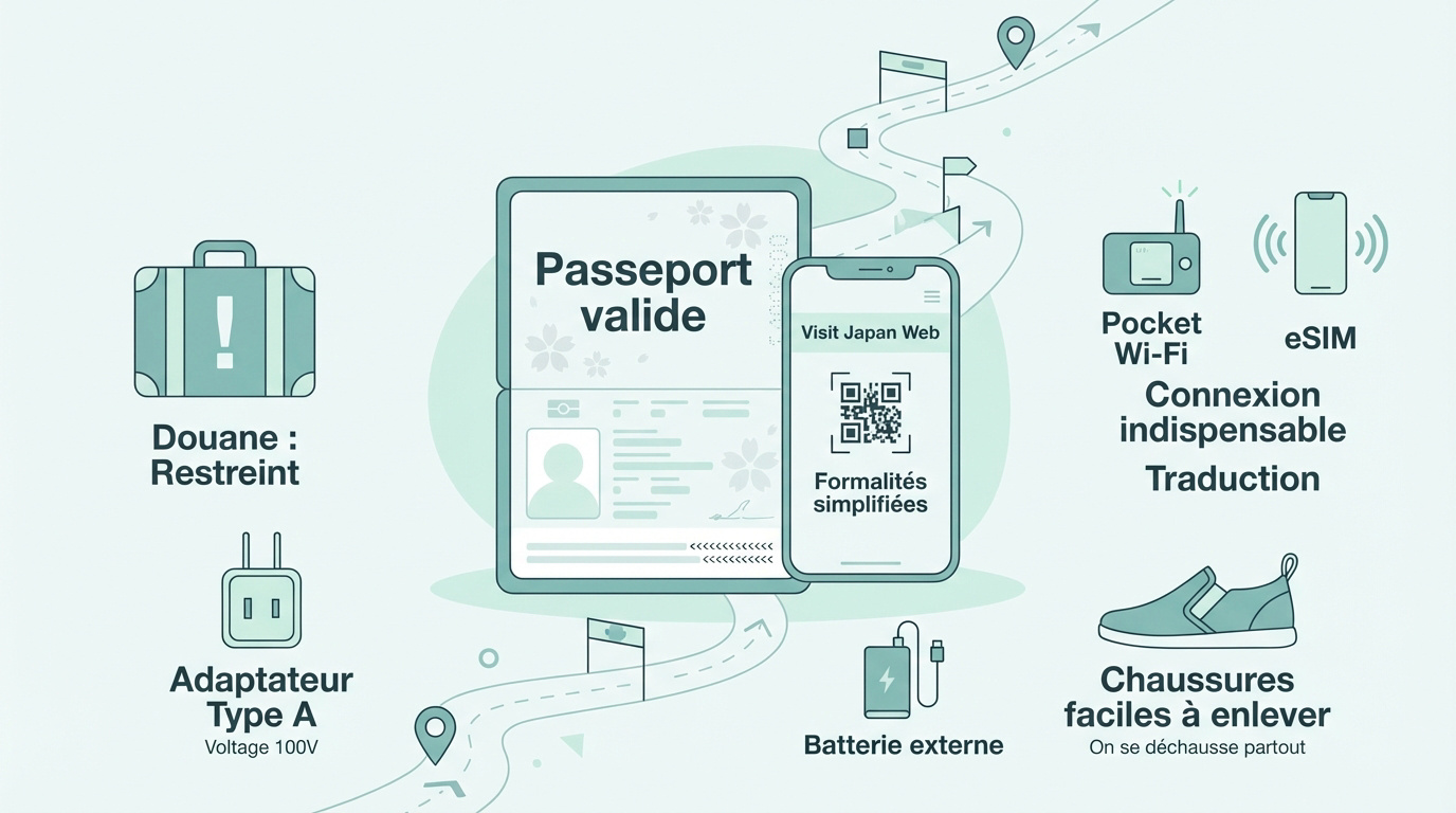 Préparation des formalités administratives et outils de connexion pour un voyage au Japon