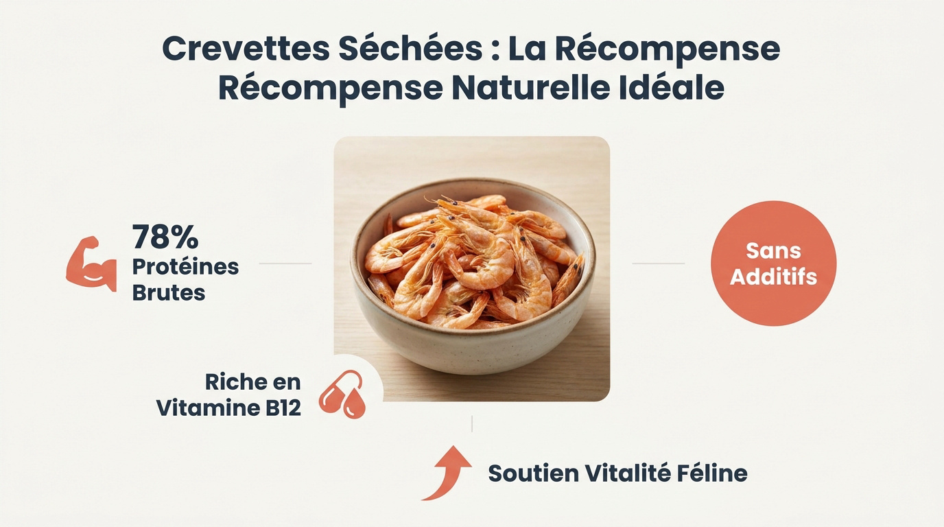Crevettes séchées naturelles pour chat riches en protéines