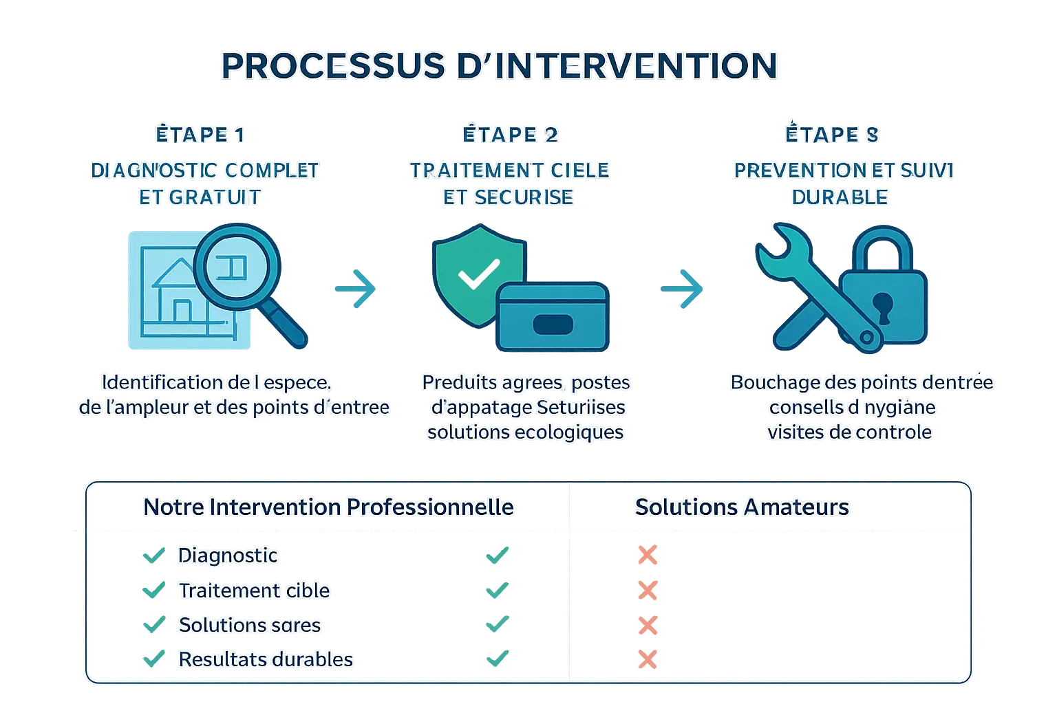 Processus d'intervention en 3 étapes pour la dératisation professionnelle