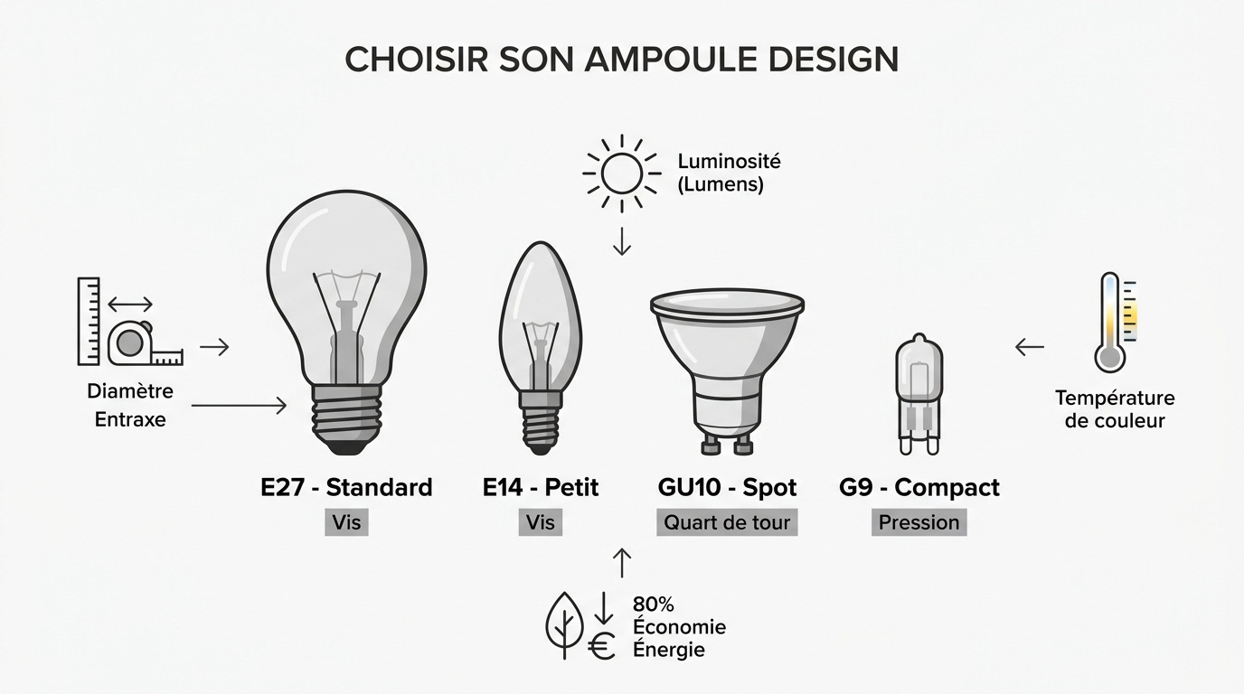 Guide technique pour choisir une ampoule LED selon le culot et la température de couleur