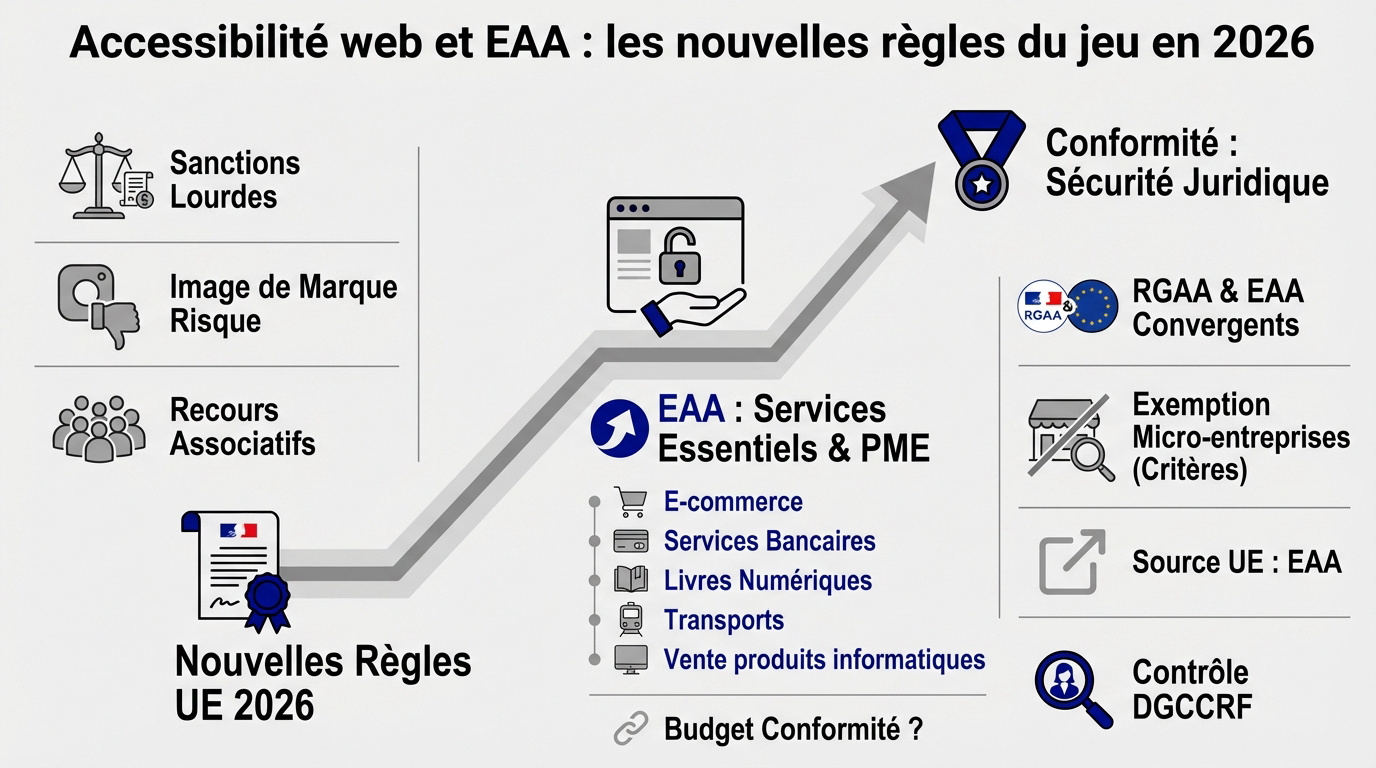 Illustration des enjeux de l'accessibilité web et de la directive européenne EAA pour 2026
