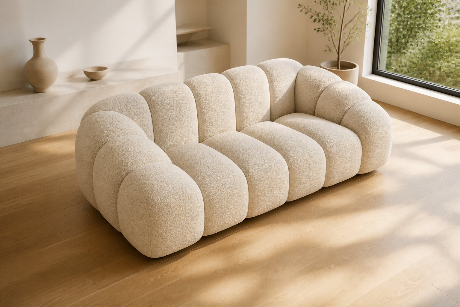 Canapé nuage AVA en velours texturé beige