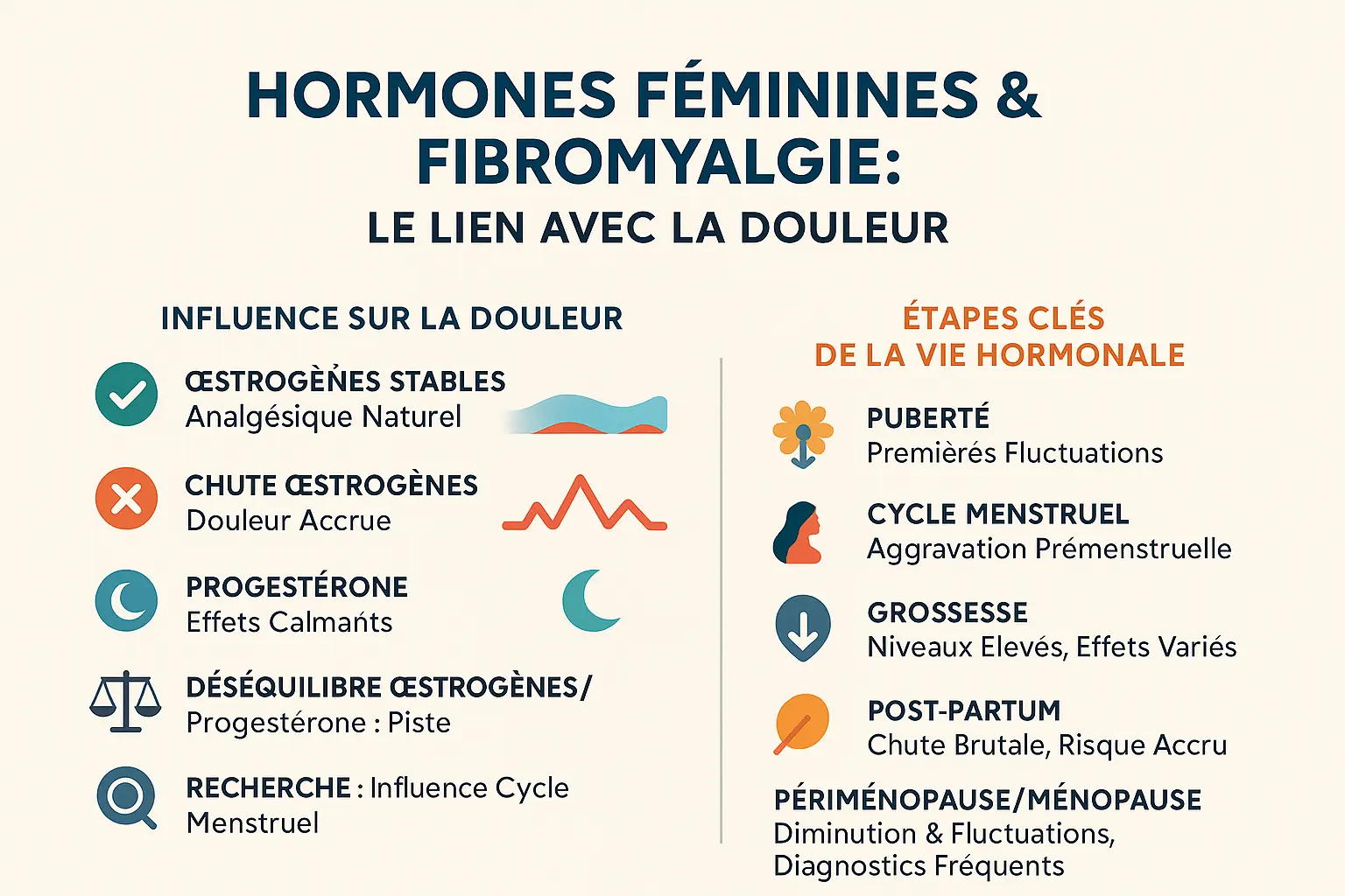 Visualisation de l'impact des <strong>hormones sur la douleur liée à la fibromyalgie</strong>