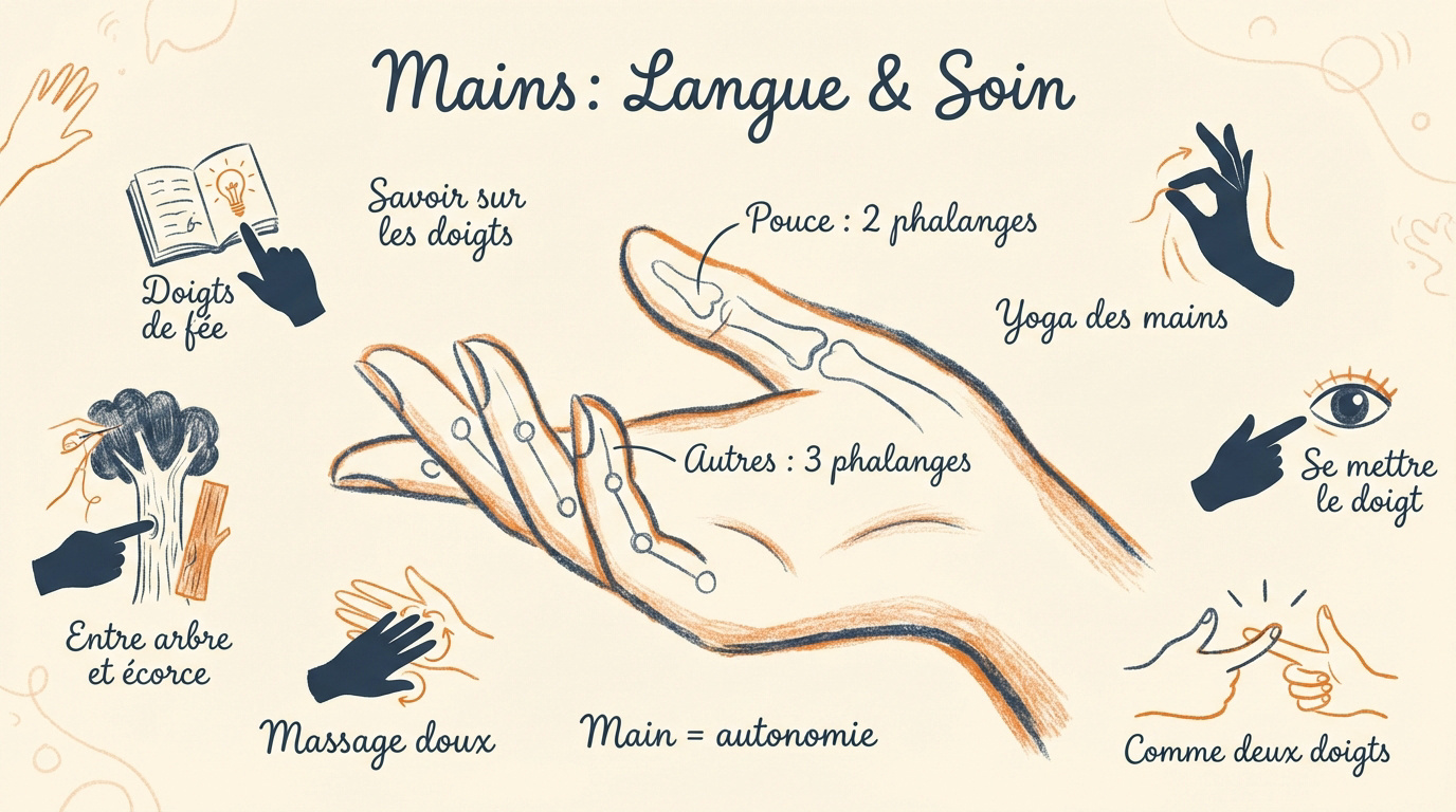 Apprendre le nom doigts main et découvrir les expressions françaises