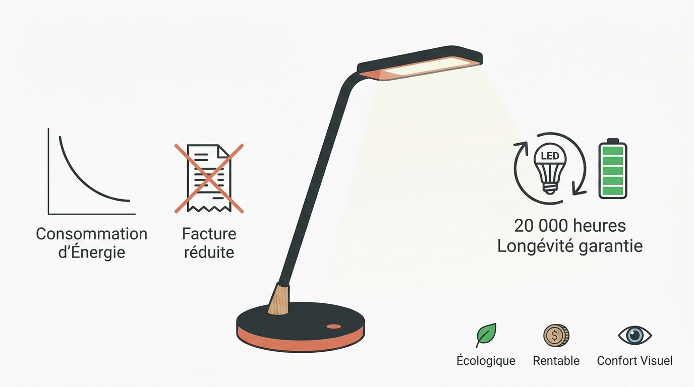Lampe de bureau LED moderne offrant un éclairage durable et économique