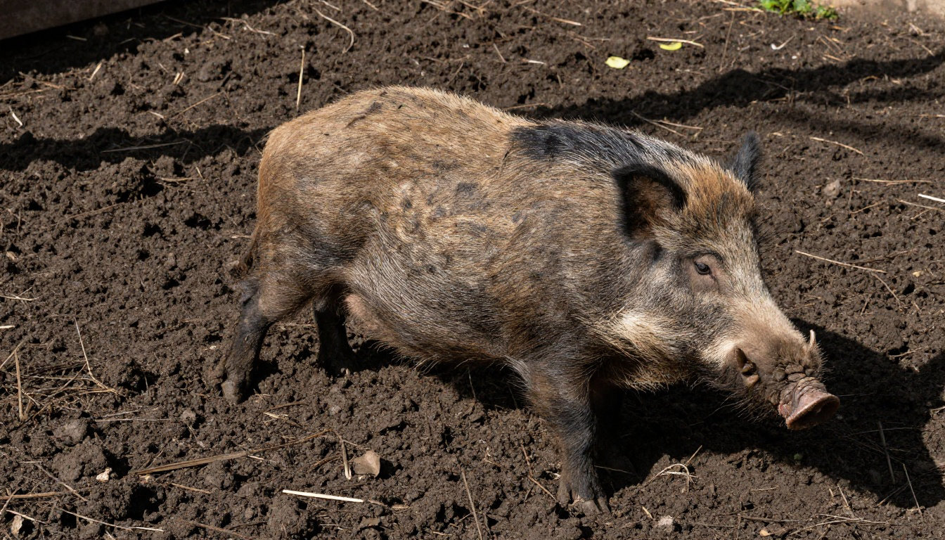 Sanglier dans la boue