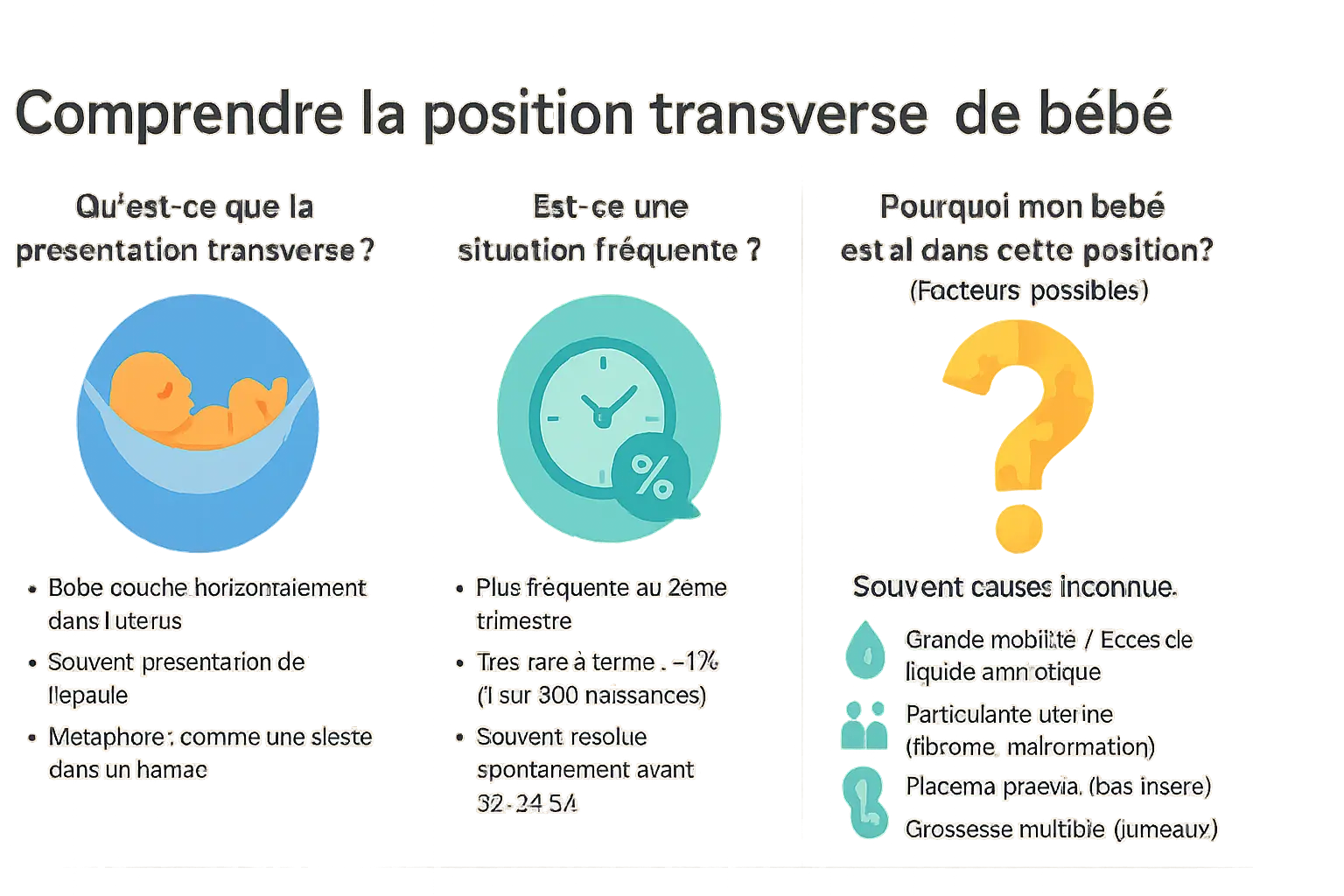 Illustration de la position transverse du bébé