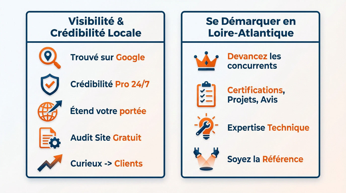 Site internet optimisé pour électricien à Nantes affiché sur mobile