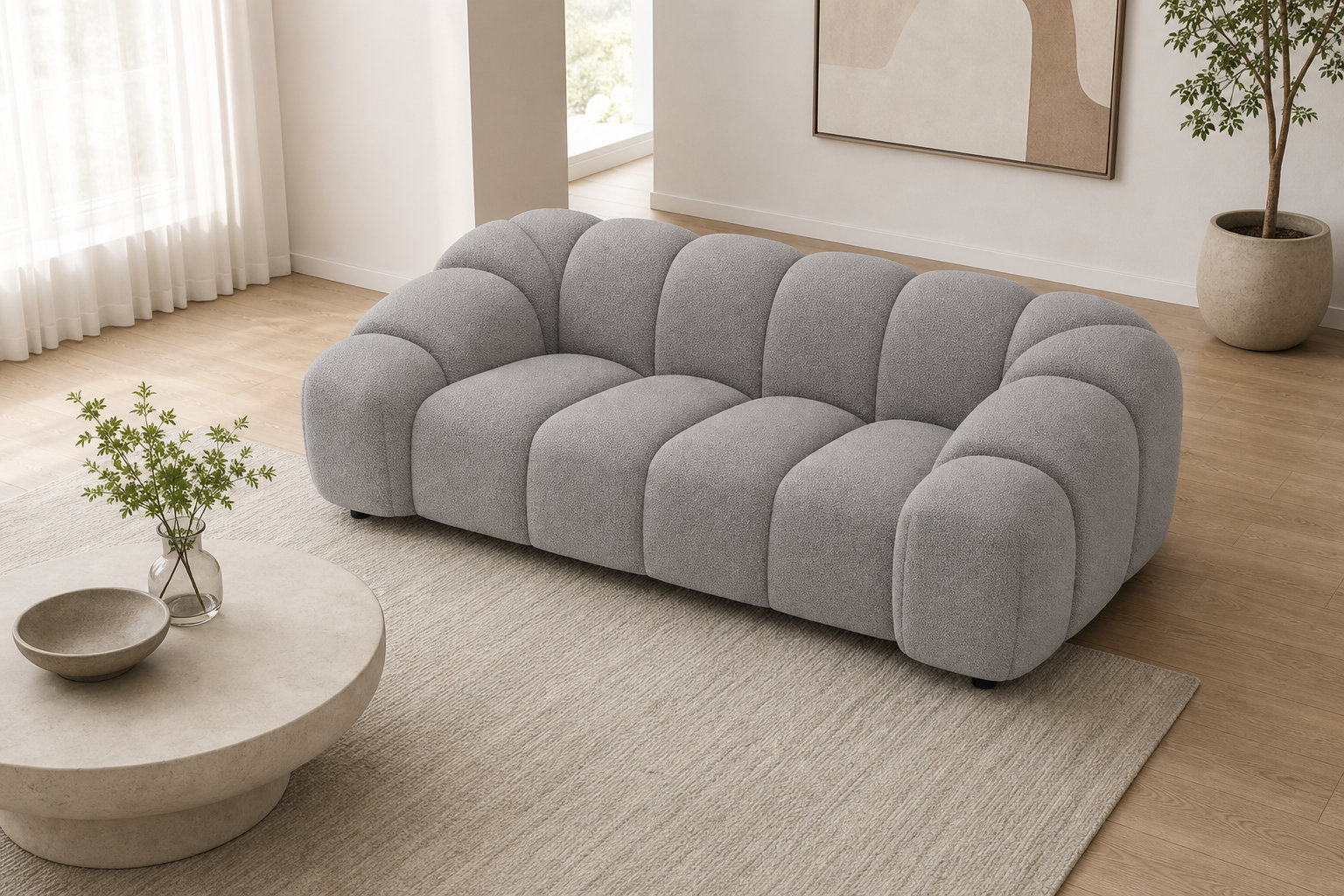 Canapé nuage AVA en velours texturé gris clair