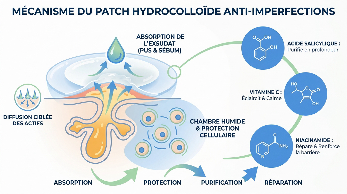 Mécanisme d'aspiration du patch hydrocolloïde
