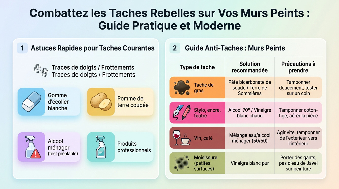 Guide pratique pour &eacute;liminer les taches difficiles sur les murs peints sans ab&icirc;mer la peinture