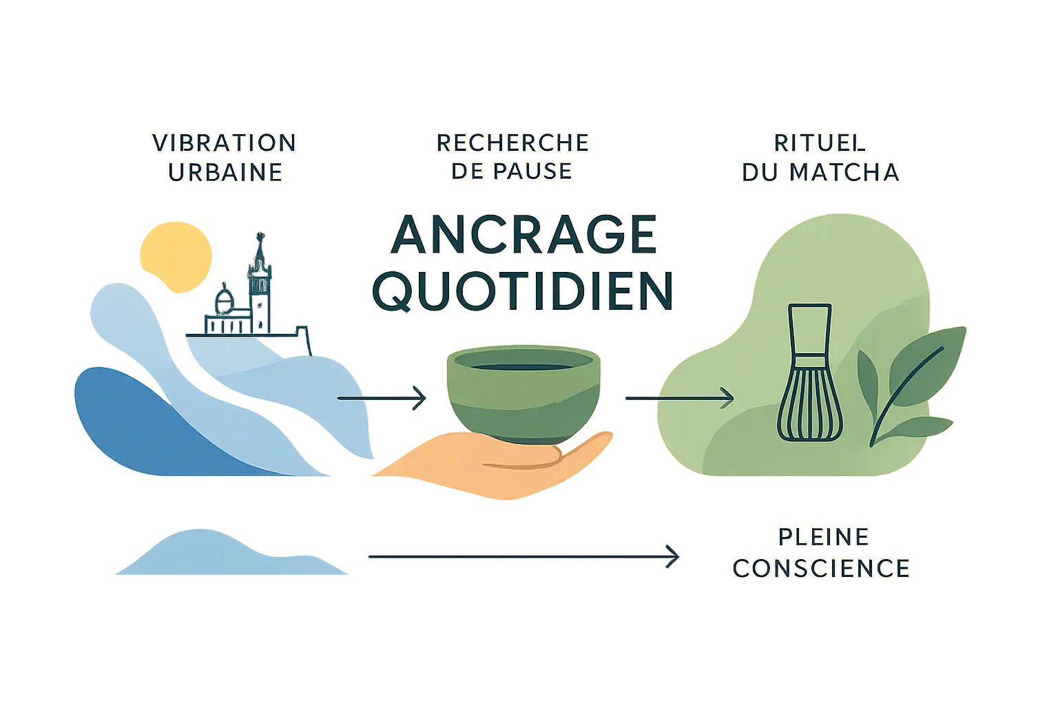 <strong>Matcha préparé sur une terrasse marseillaise face à la mer</strong>