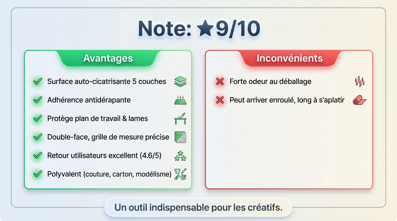 Avis et note de 9/10 pour le tapis de découpe Elan