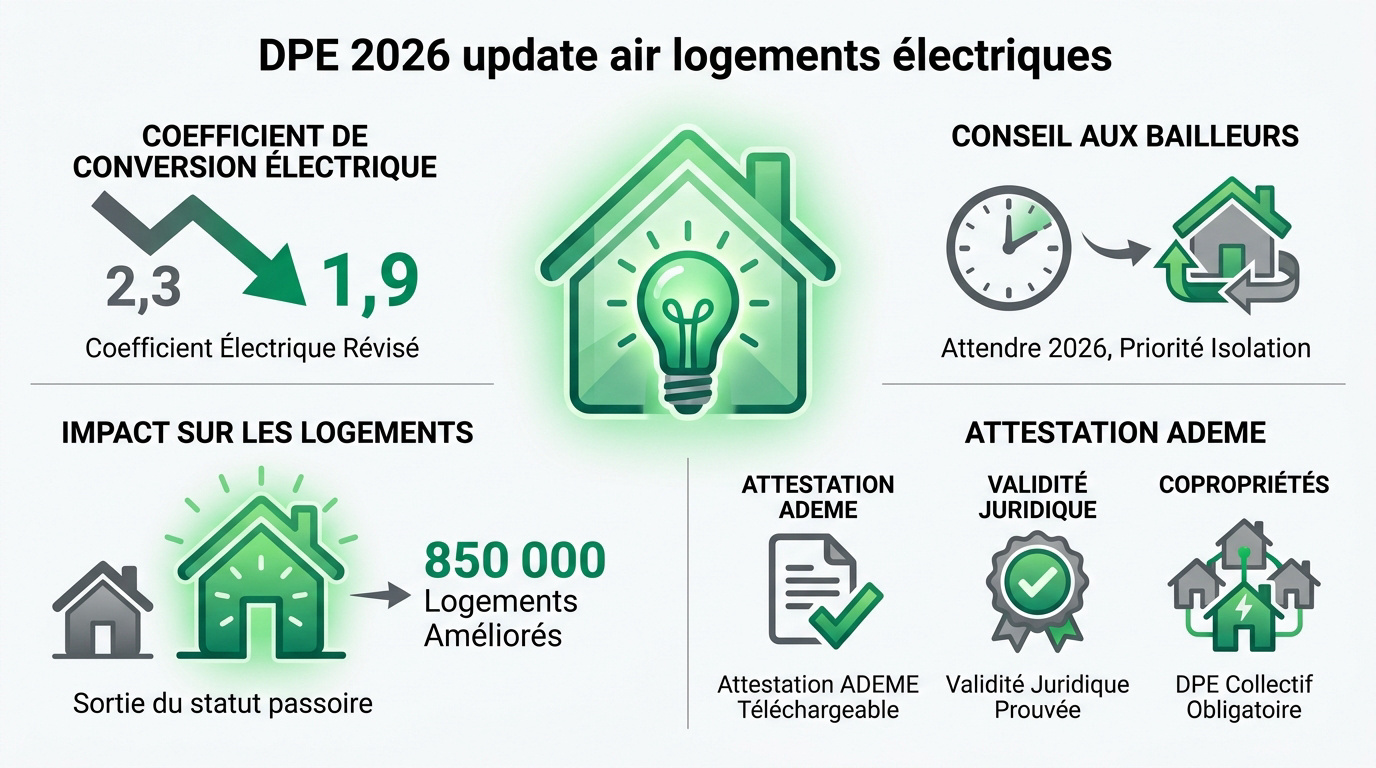 Graphique illustrant l'évolution du DPE 2026 pour les logements chauffés à l'électricité