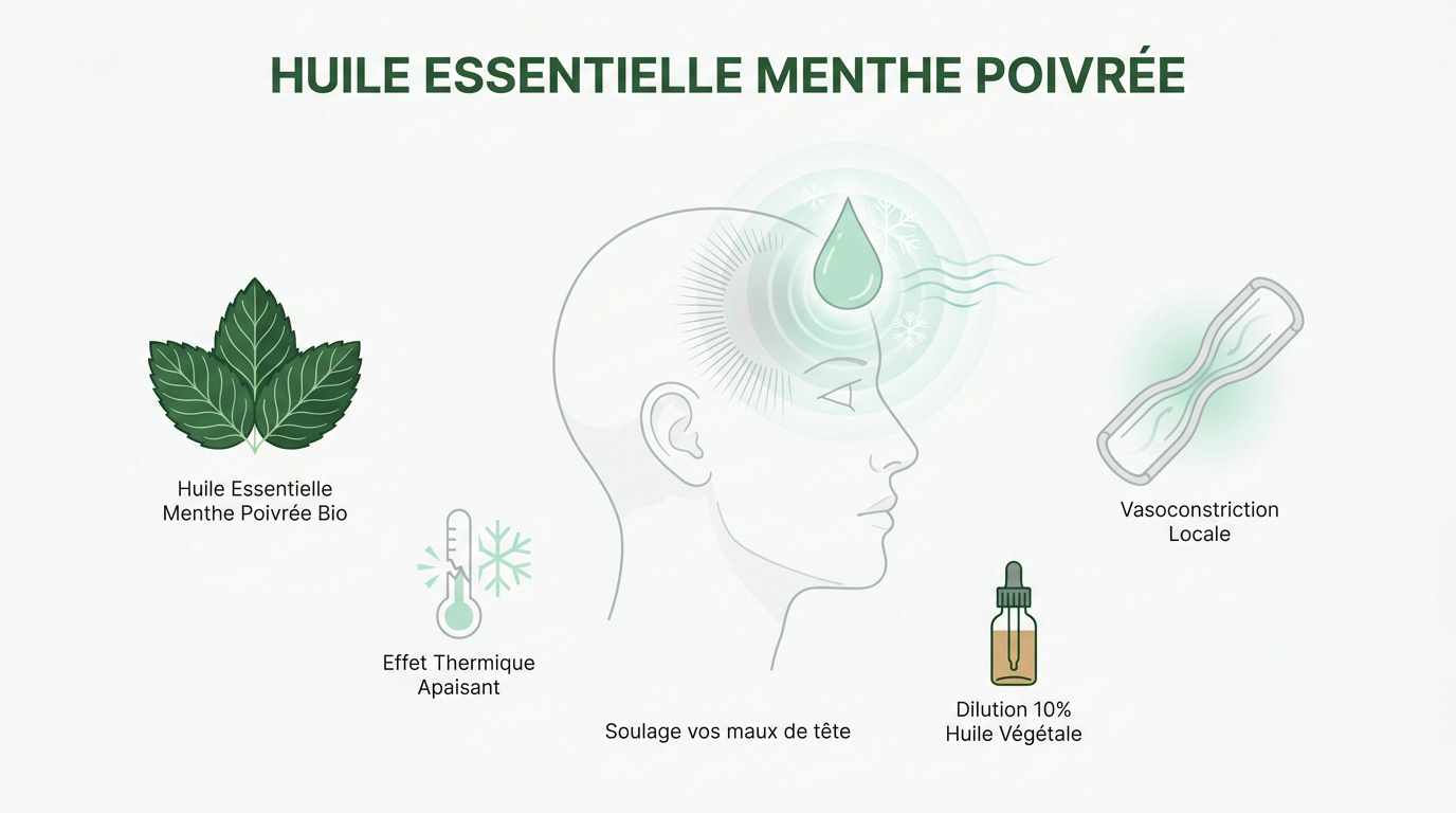 Applying diluted peppermint oil to the temples with fingertips