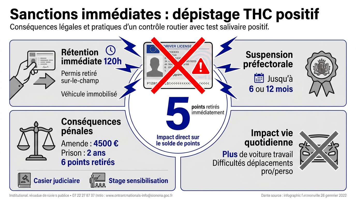 Contrôle routier et sanctions pour conduite sous stupéfiants