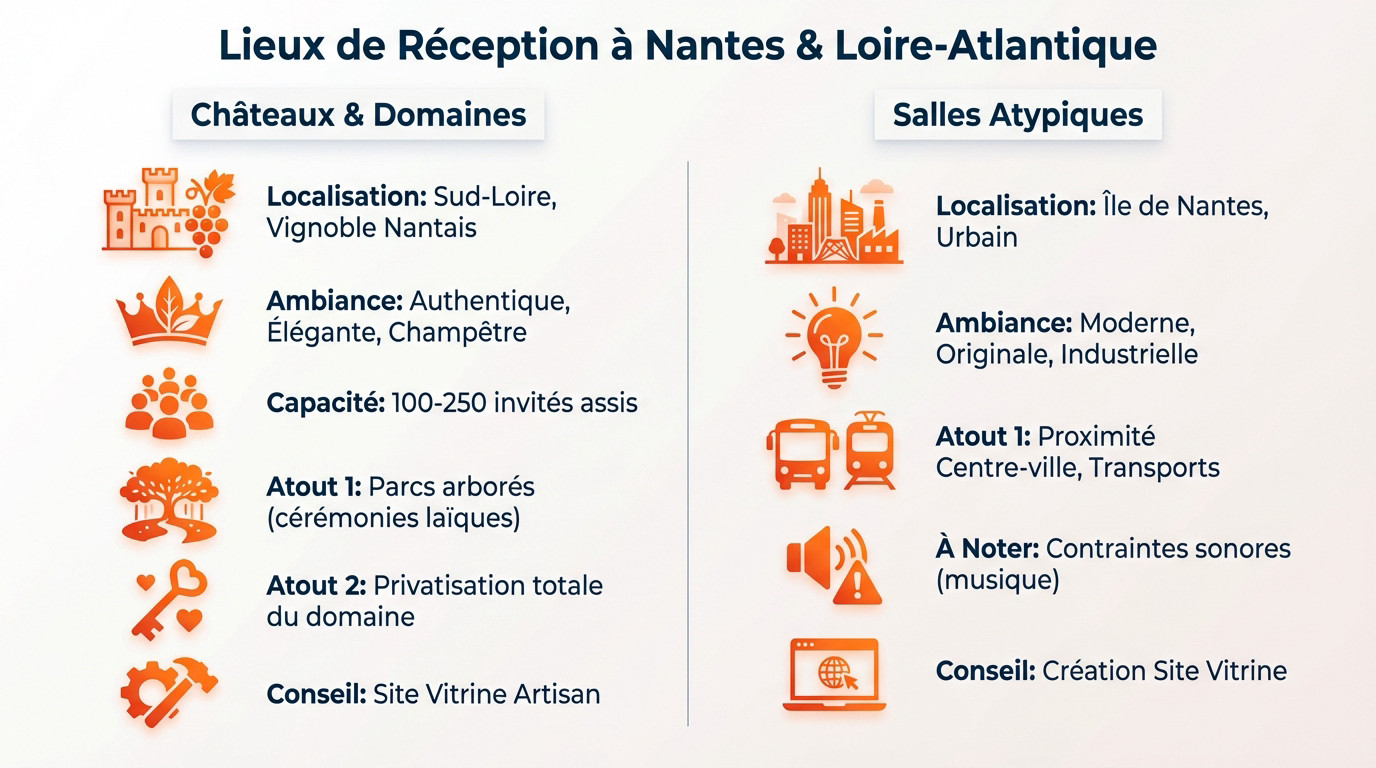 Sélection de lieux de réception pour mariage à Nantes et en Loire-Atlantique