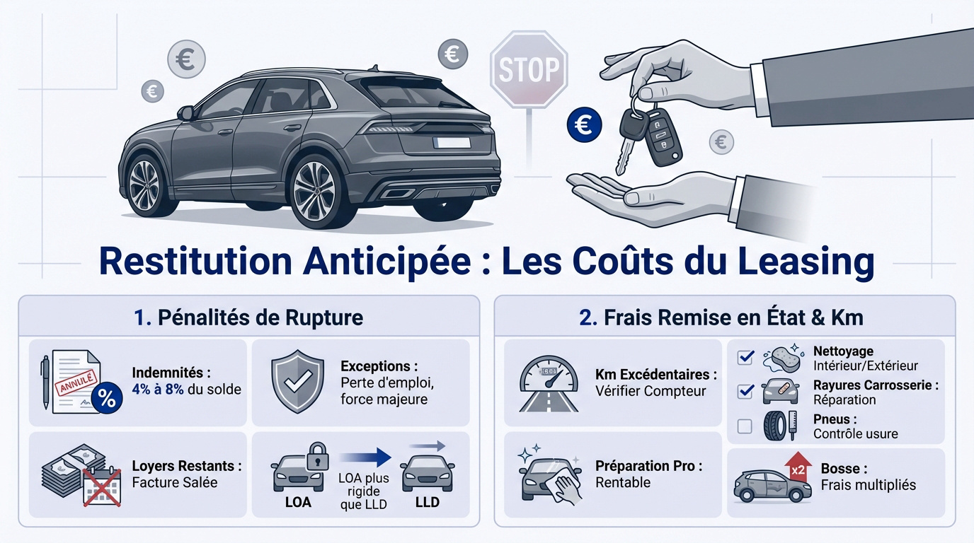 Coûts d'une restitution anticipée de véhicule en leasing