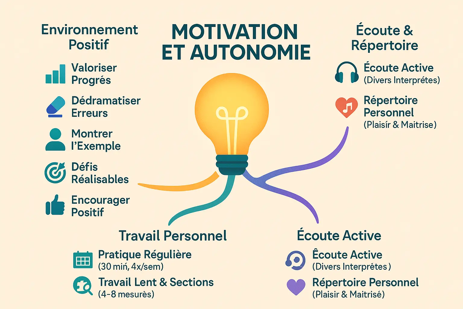Illustration sur la motivation et l'autonomie pour l'apprentissage du piano