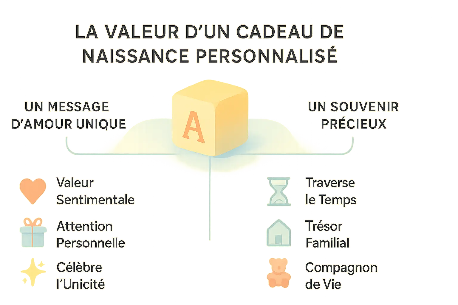 Cadeau de naissance personnalisé avec prénom brodé sur un doudou