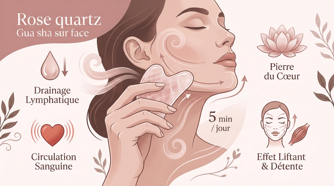 Massage liftant au gua sha en quartz rose