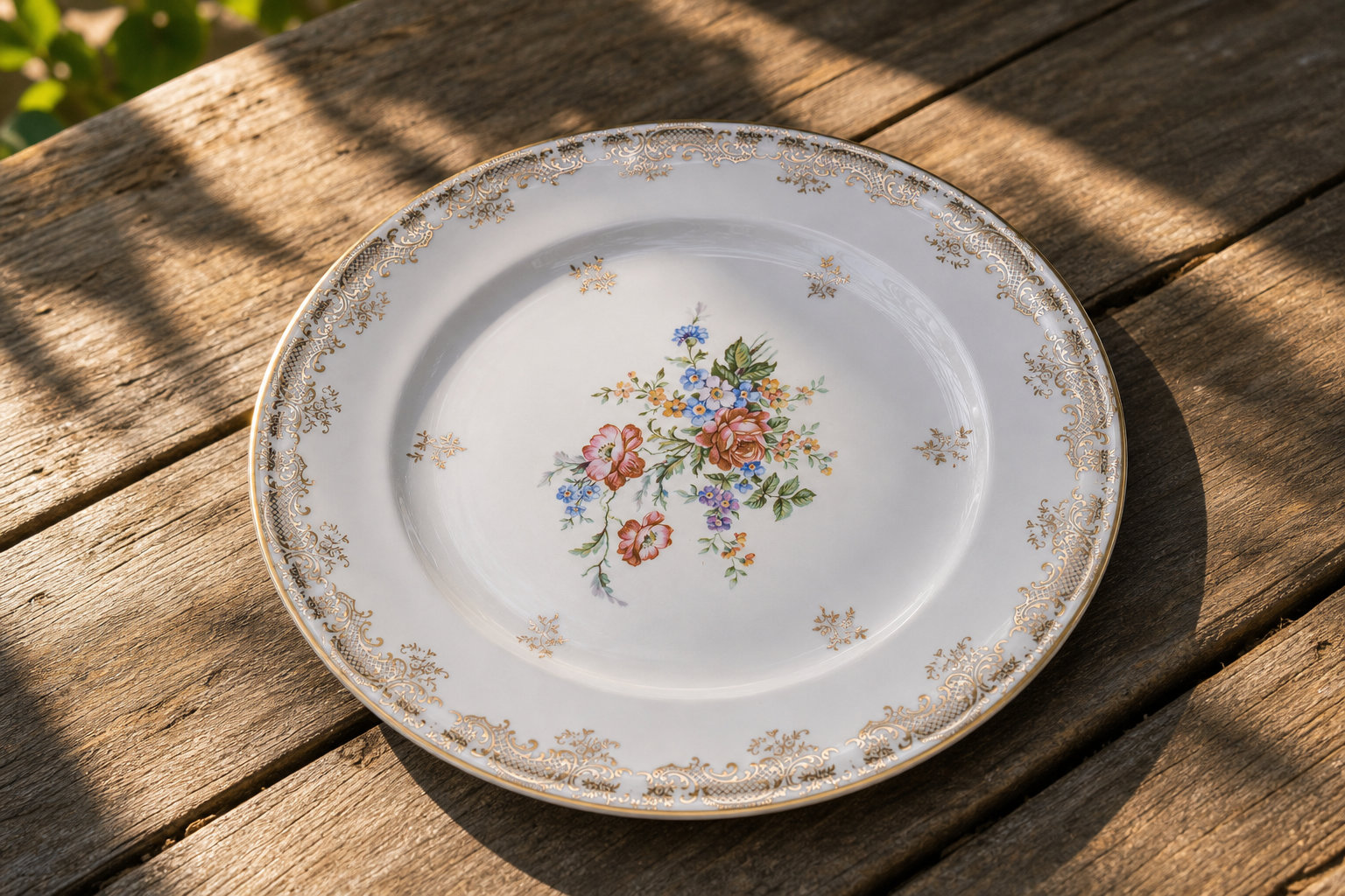 Lot de 4 grandes assiettes chiadées : le raffinement doré