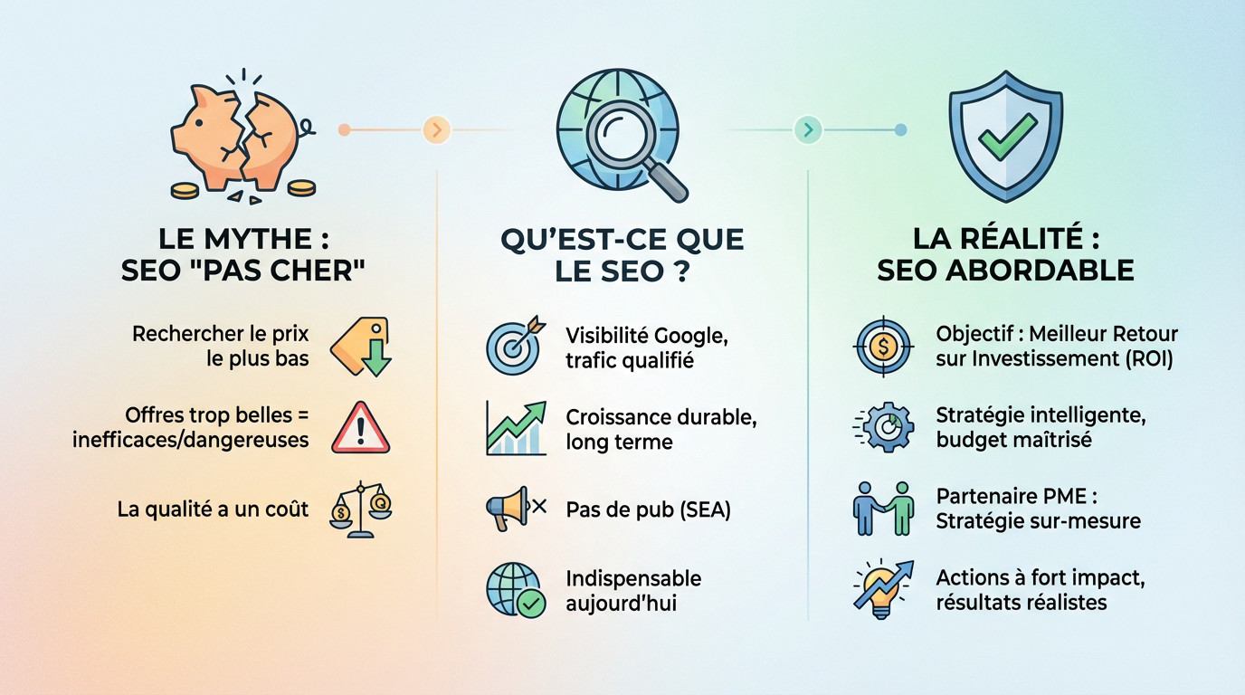 Comparaison entre les risques du SEO low cost et une stratégie SEO abordable et efficace pour PME