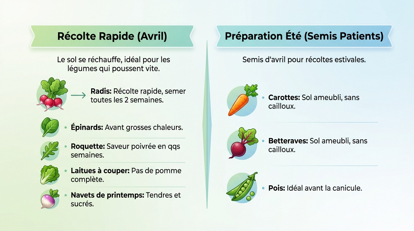 Semis de légumes de printemps en avril pour une récolte rapide et estivale