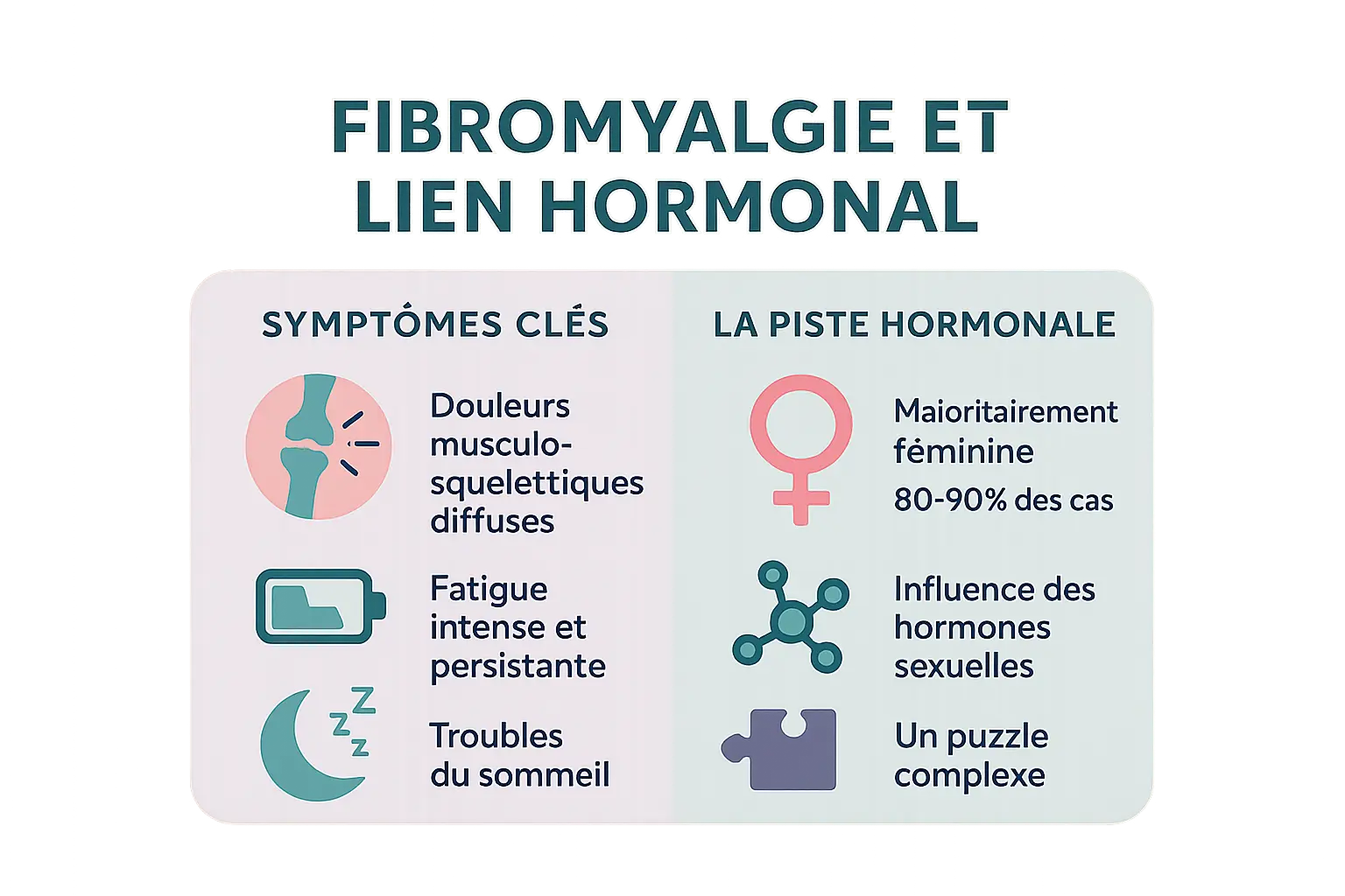 Schéma des <strong>déséquilibres hormonaux liés à la fibromyalgie</strong>