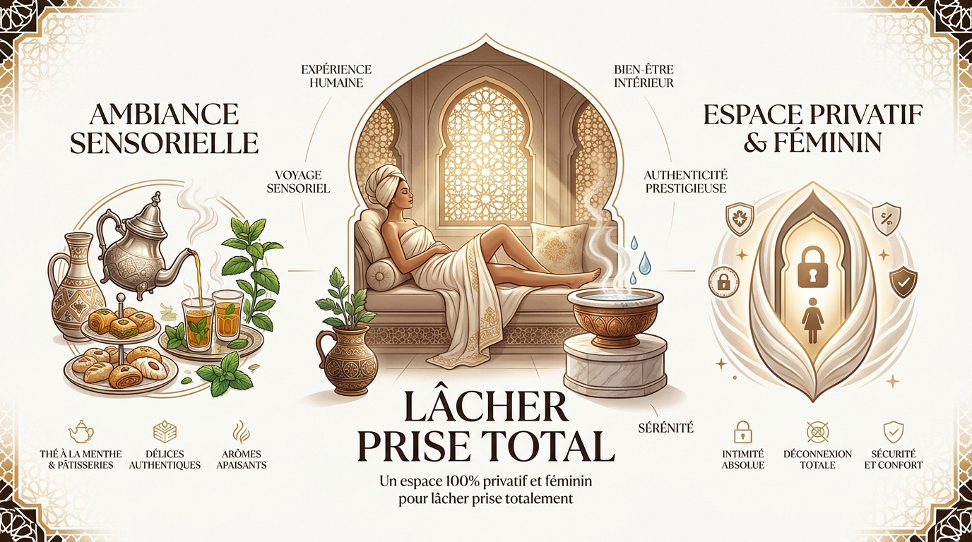 Ambiance tamisée et relaxante dans un hammam traditionnel privatisé