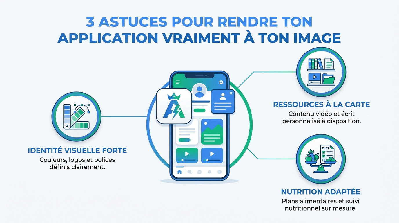 Personnalisation de l'interface d'une application de coaching sportif avec logo et couleurs