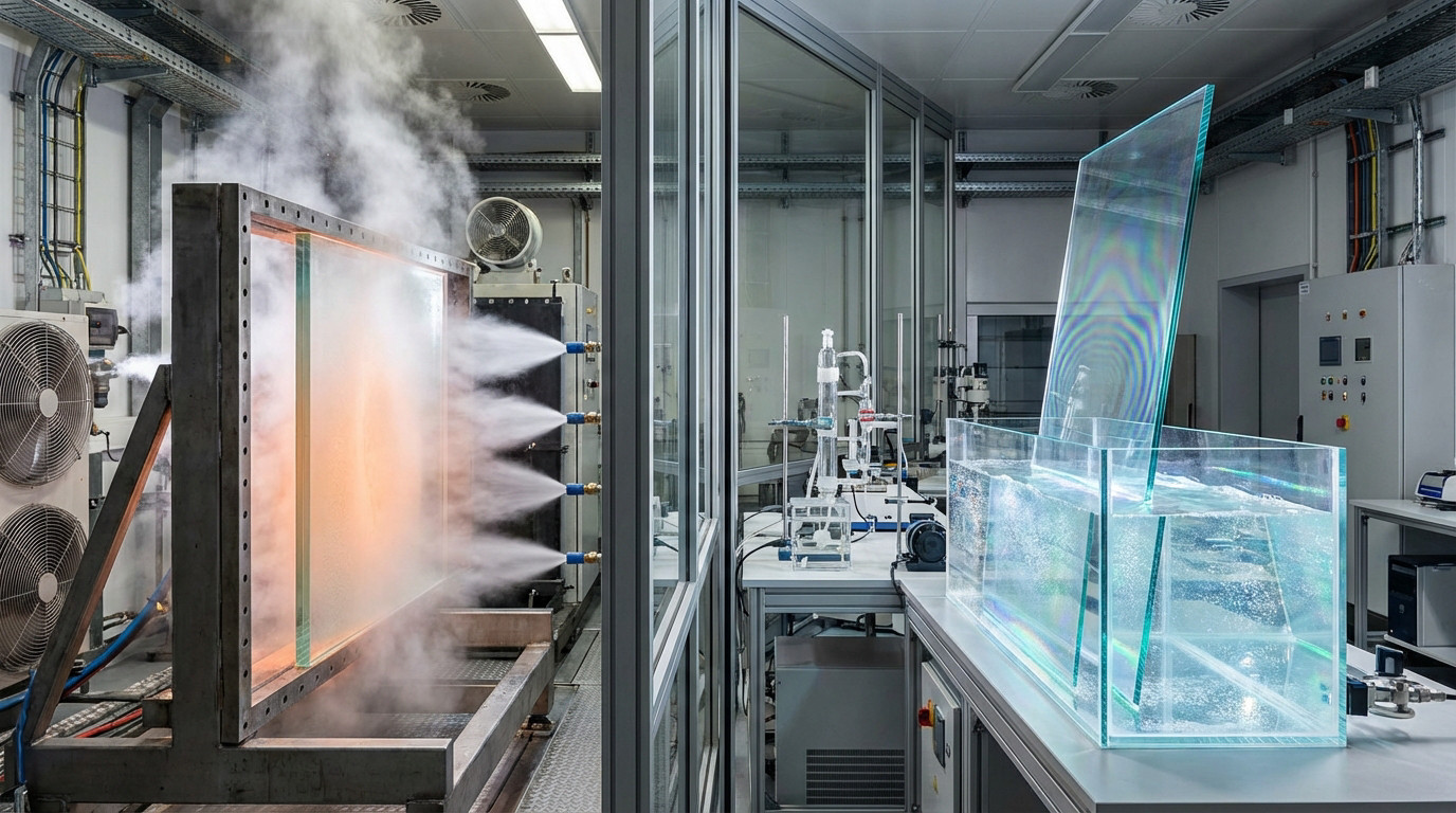 Comparaison technique entre trempe thermique et renforcement chimique du verre industriel