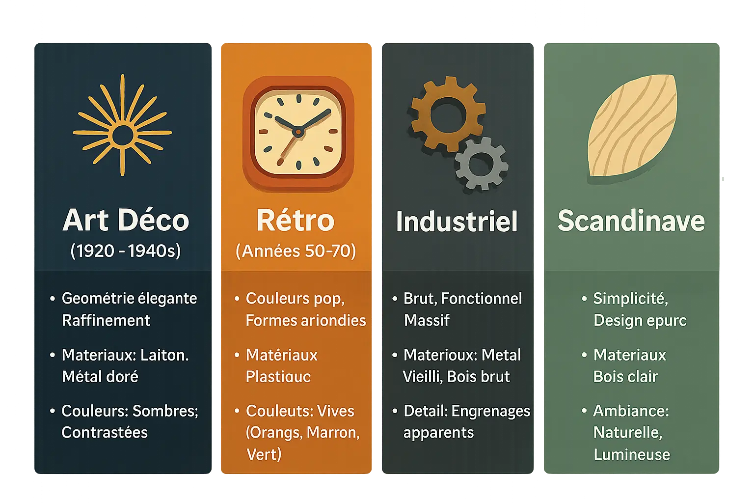 Illustration des styles d'horloges murales vintage