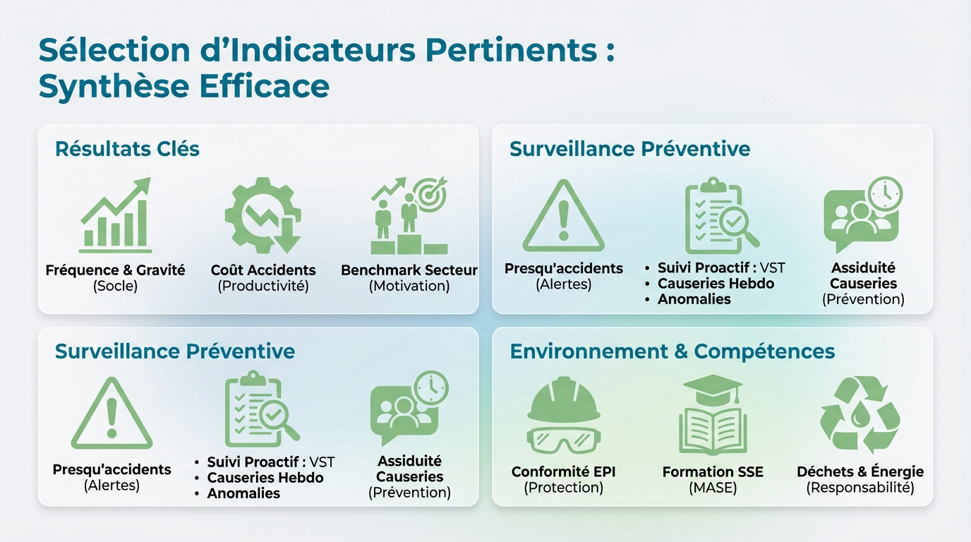 Tableau de bord MASE : sélection des indicateurs clés de performance sécurité et environnement