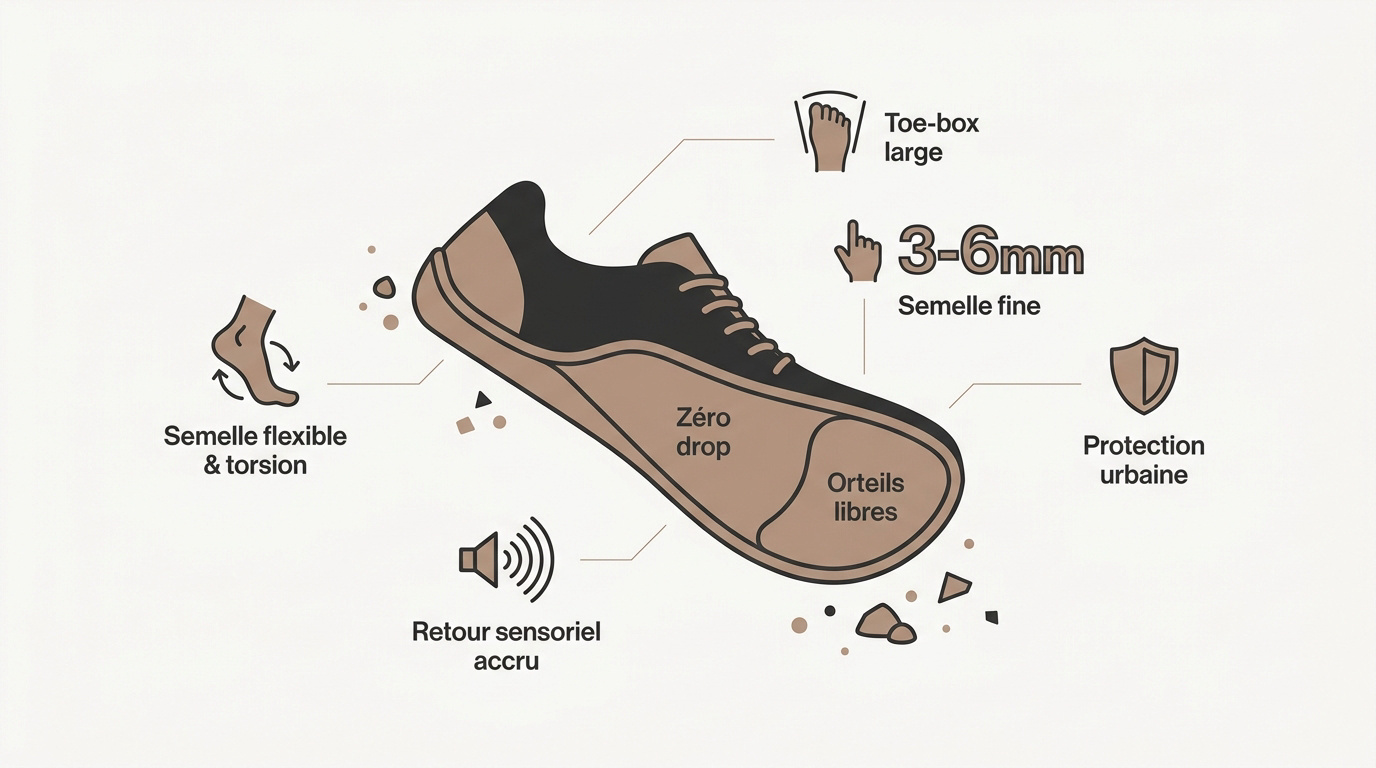 Caractéristiques techniques d'une chaussure barefoot pour la ville